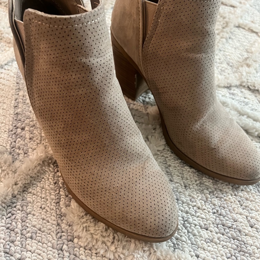 Perforated Tan Ankle Boots